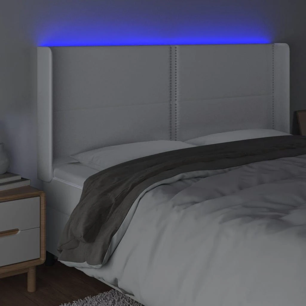 Galvūgalis su LED, baltos spalvos, 203x16x118/128 cm