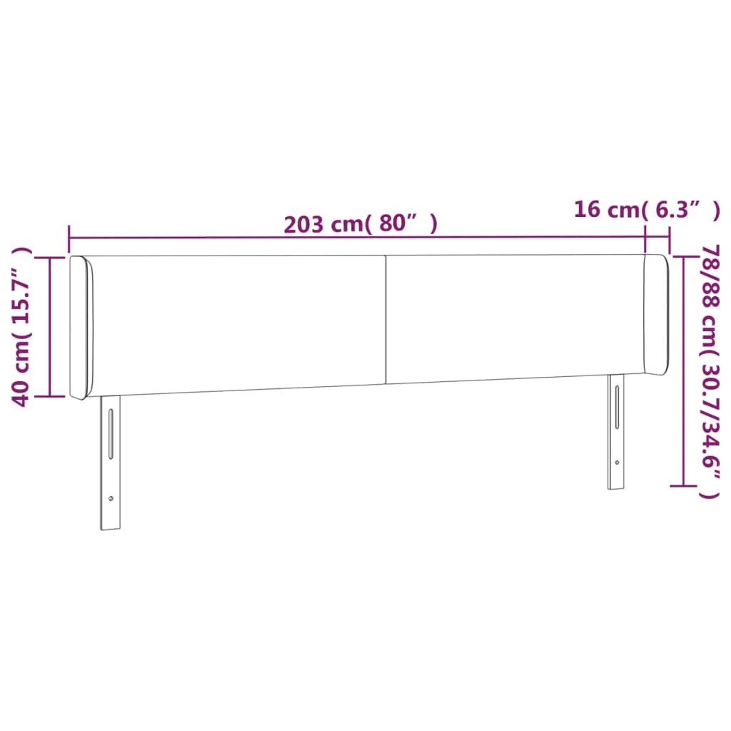 Galvūgalis su LED, baltos spalvos, 203x16x78/88cm, dirbtinė oda