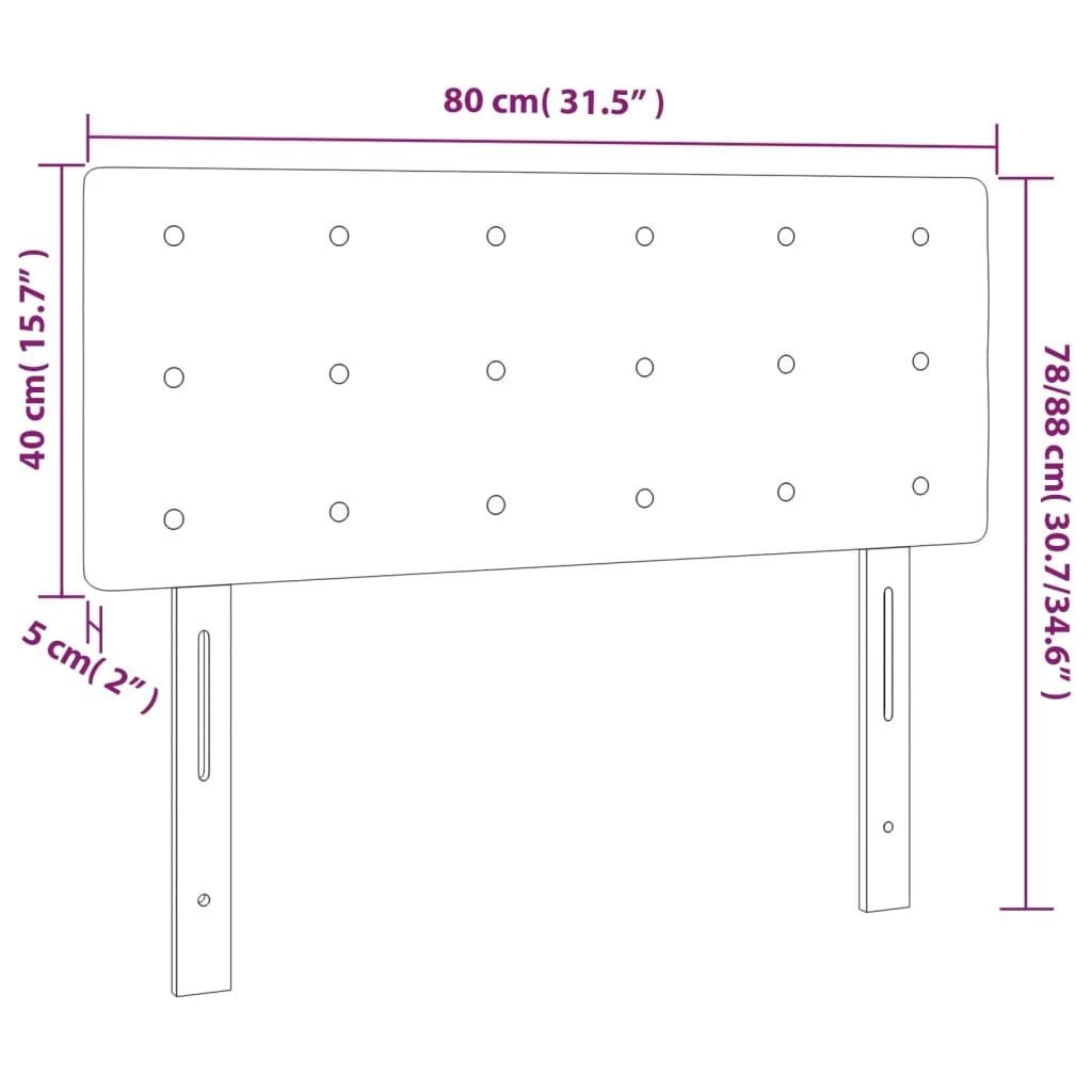Galvūgalis su LED, baltos spalvos, 80x5x78/88cm, dirbtinė oda