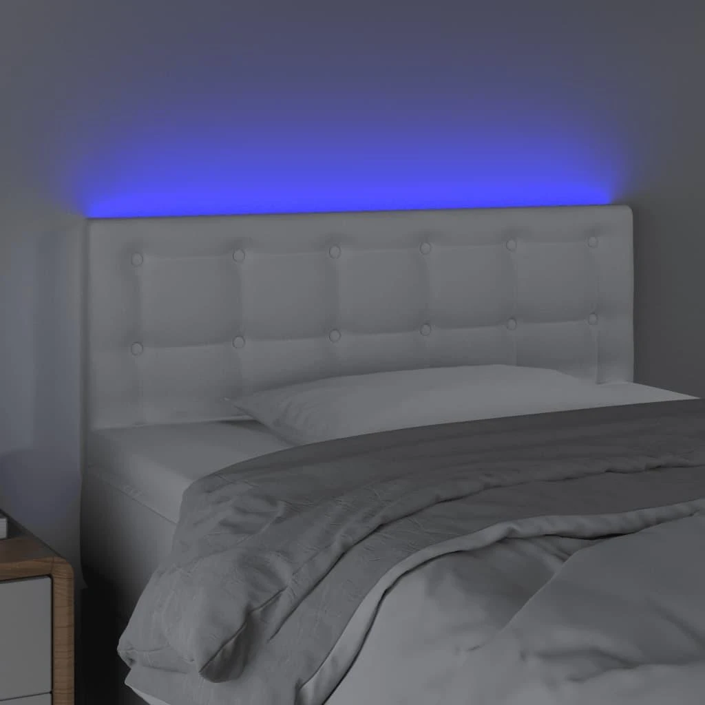 Galvūgalis su LED, baltos spalvos, 80x5x78/88cm, dirbtinė oda