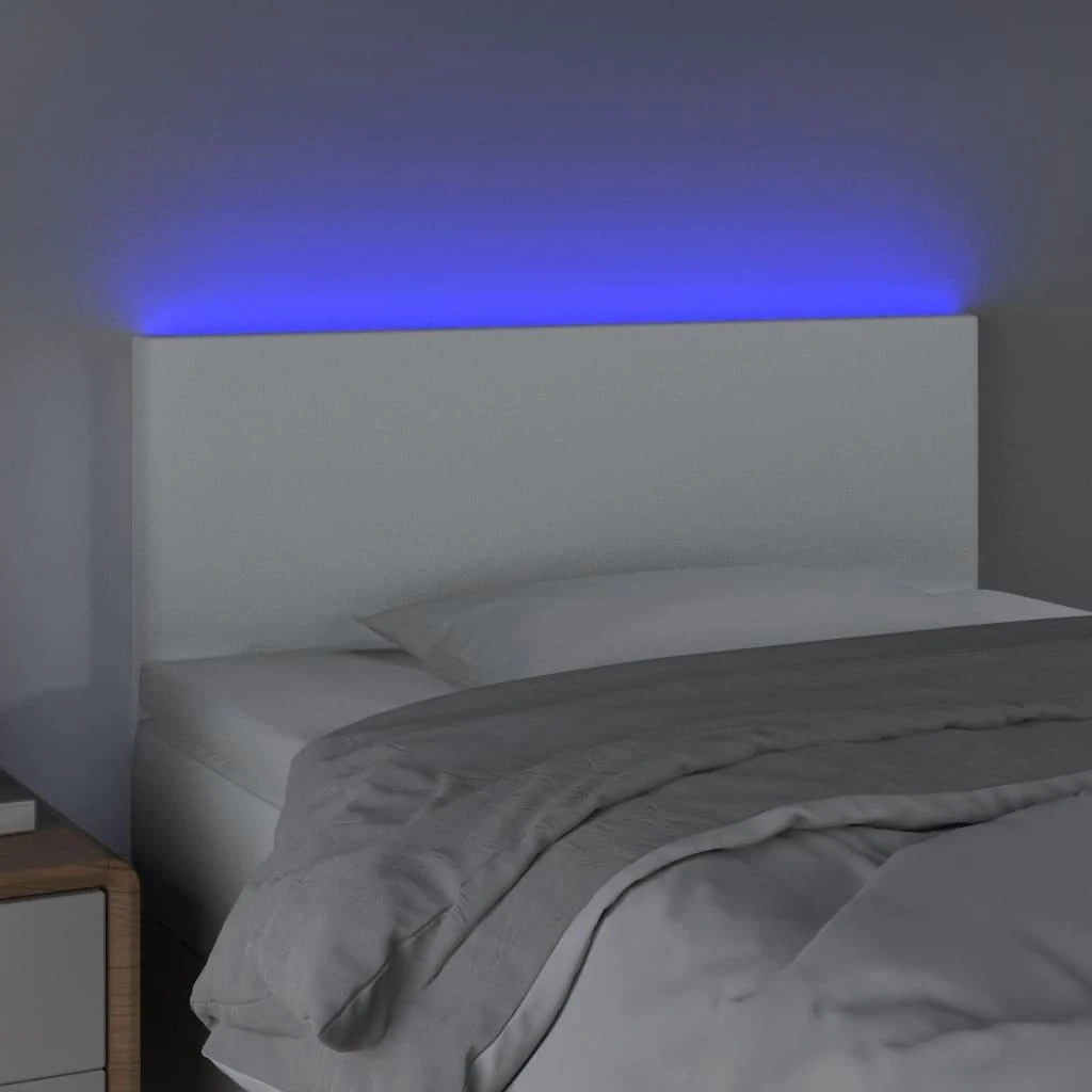 Galvūgalis su LED, baltos spalvos, 90x5x78/88cm, dirbtinė oda