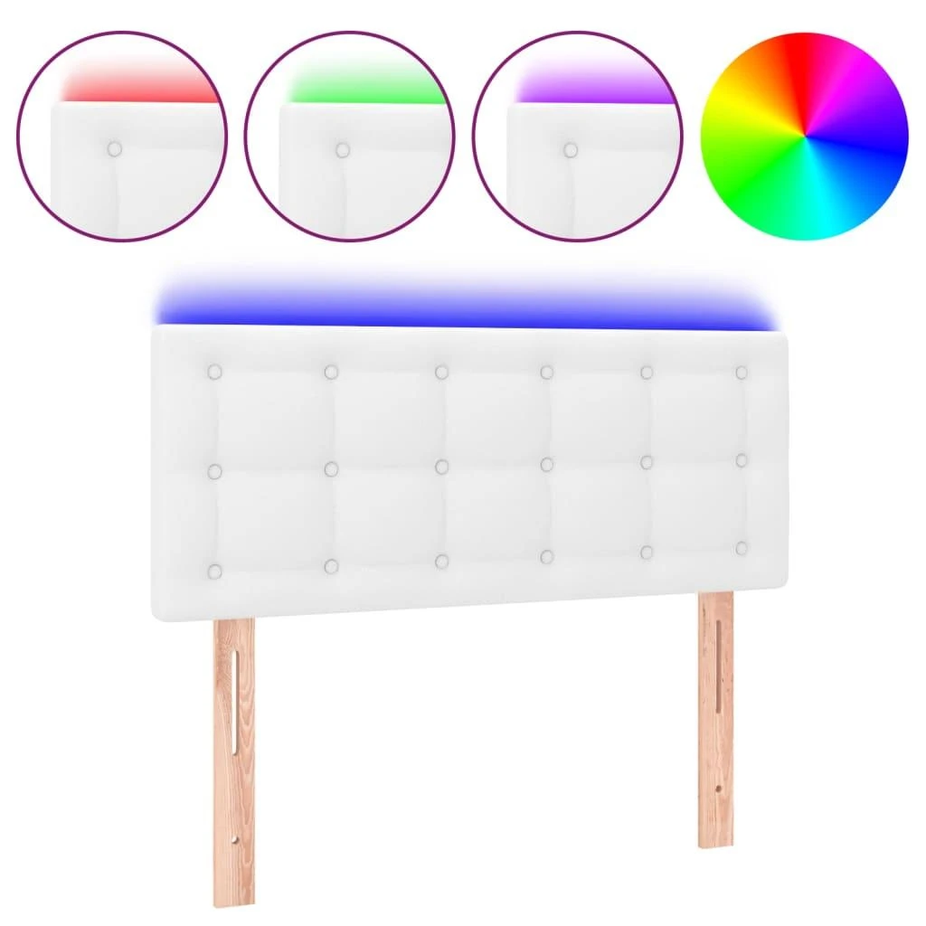 Galvūgalis su LED, baltos spalvos, 90x5x78/88cm, dirbtinė oda