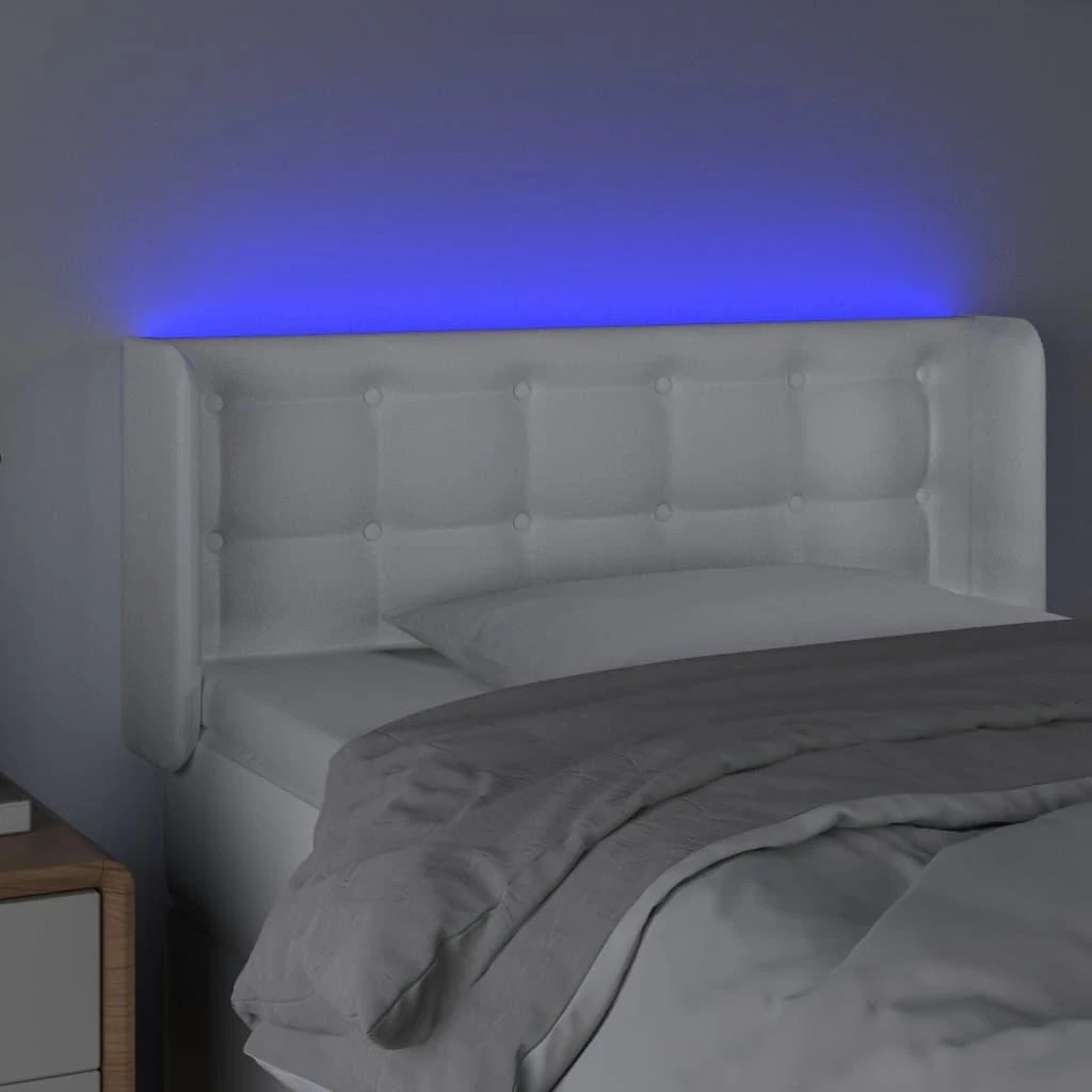 Galvūgalis su LED, baltos spalvos, 93x16x78/88cm, dirbtinė oda