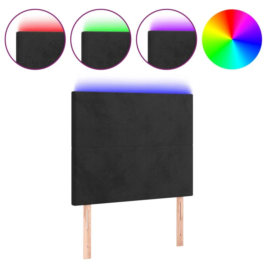 Galvūgalis su LED, juodos spalvos, 100x5x118/128cm, aksomas