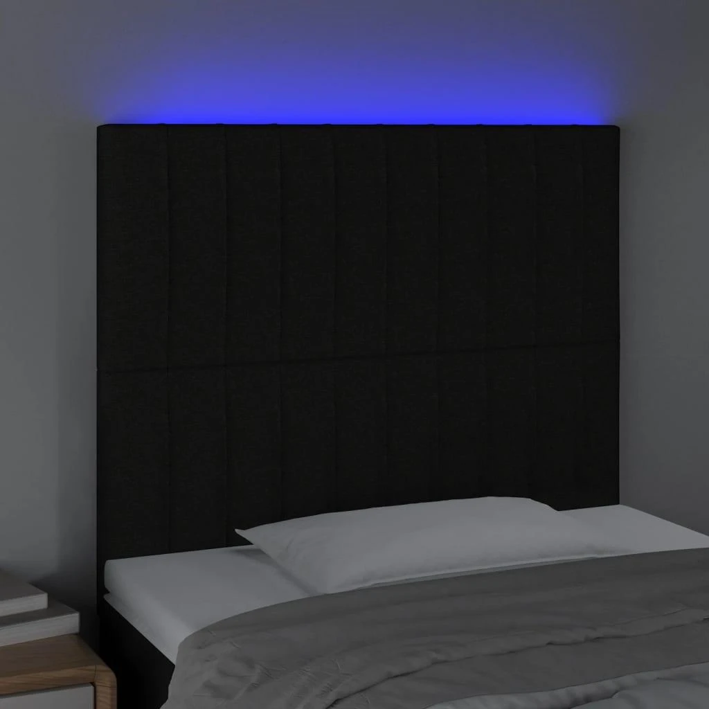 Galvūgalis su LED, juodos spalvos, 100x5x118/128cm, audinys