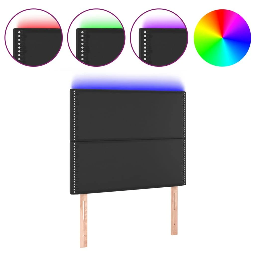Galvūgalis su LED, juodos spalvos, 100x5x118/128cm dirbtinė oda