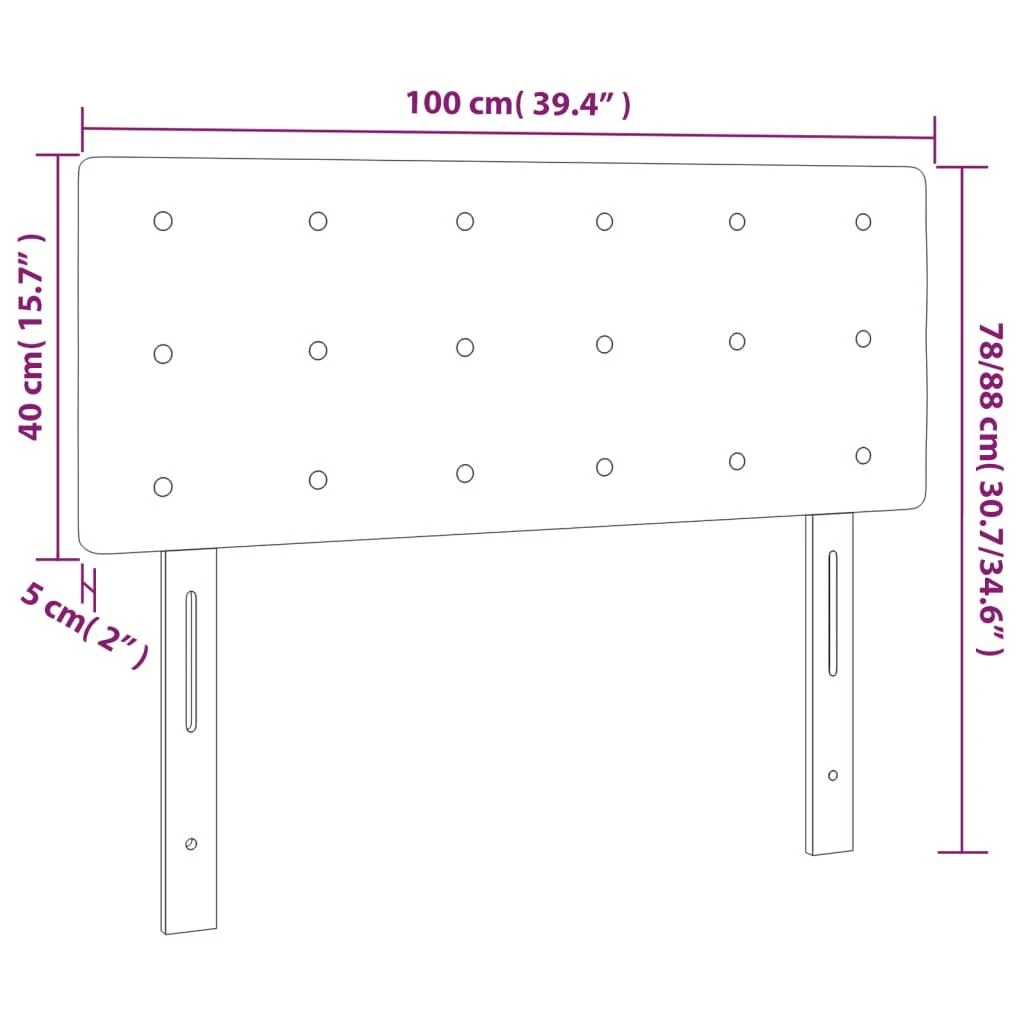 Galvūgalis su LED, juodos spalvos, 100x5x78/88cm, dirbtinė oda
