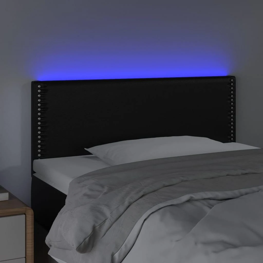 Galvūgalis su LED, juodos spalvos, 100x5x78/88cm, dirbtinė oda