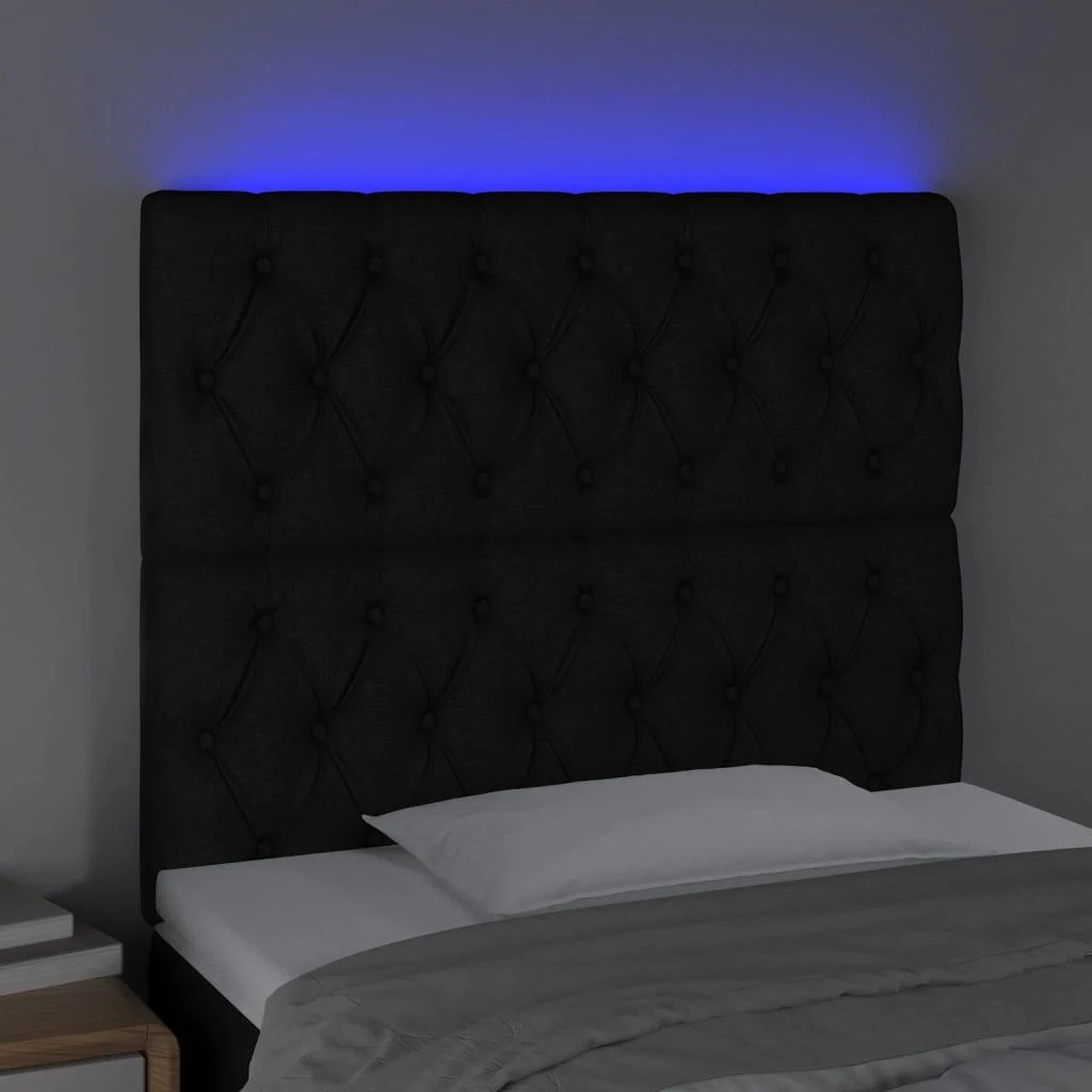 Galvūgalis su LED, juodos spalvos, 100x7x118/128cm, audinys