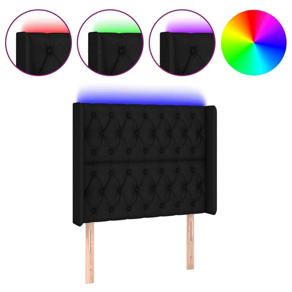 Galvūgalis su LED, juodos spalvos, 103x16x118/128cm, audinys