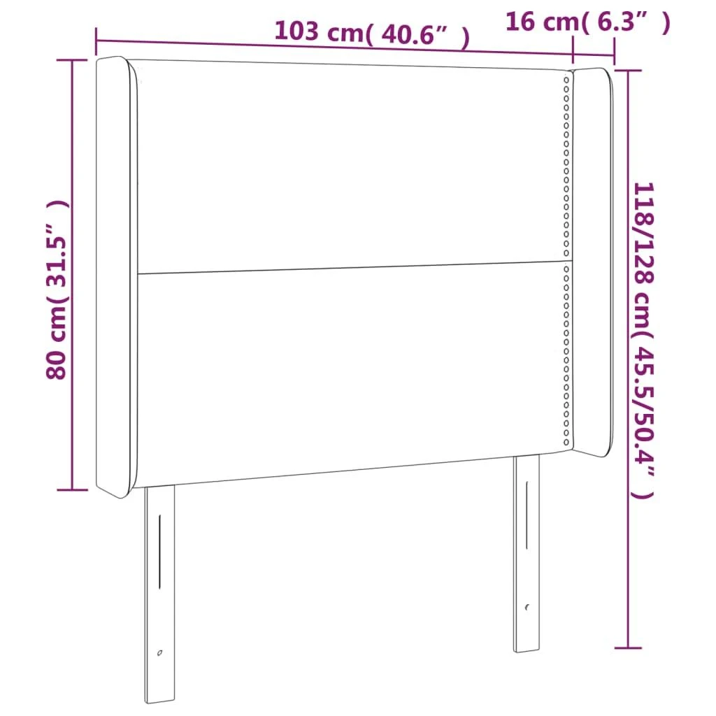 Galvūgalis su LED, juodos spalvos, 103x16x118/128cm, aksomas
