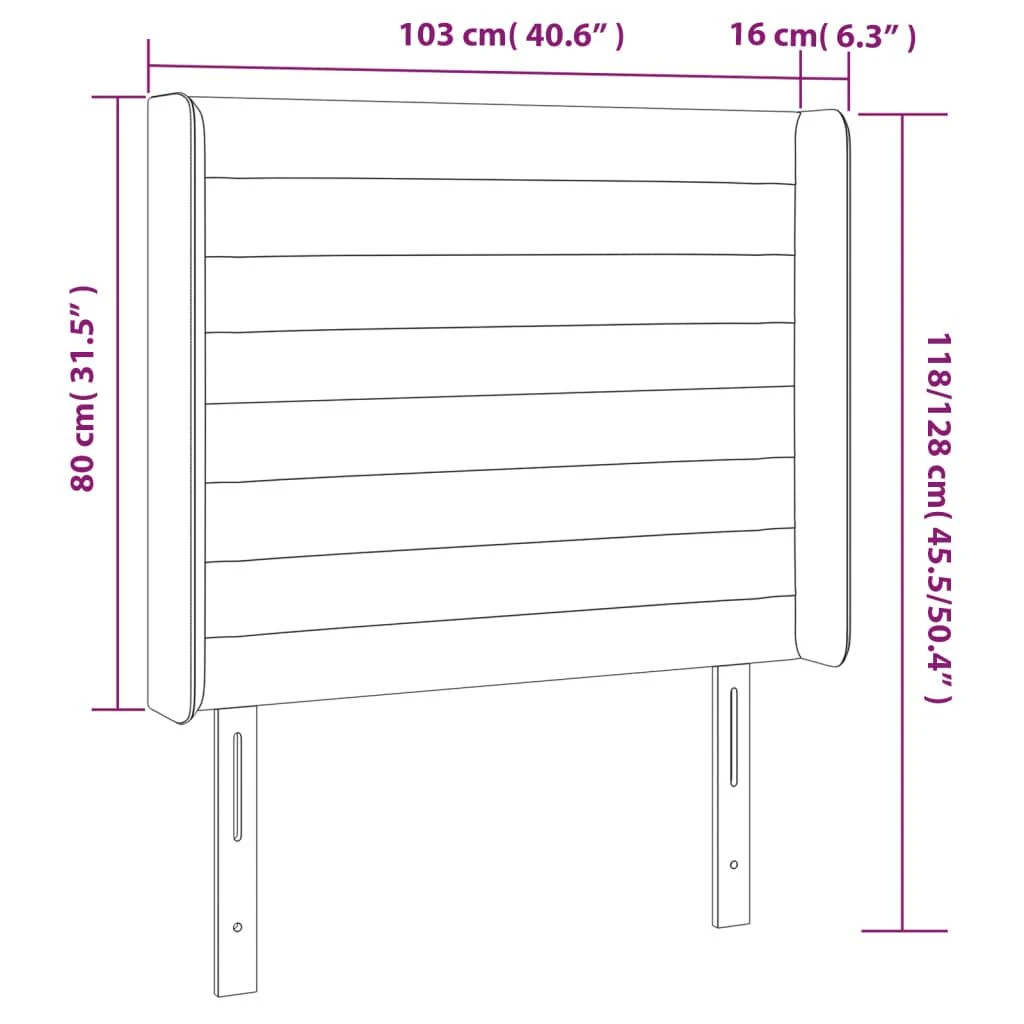 Galvūgalis su LED, juodos spalvos, 103x16x118/128cm, aksomas