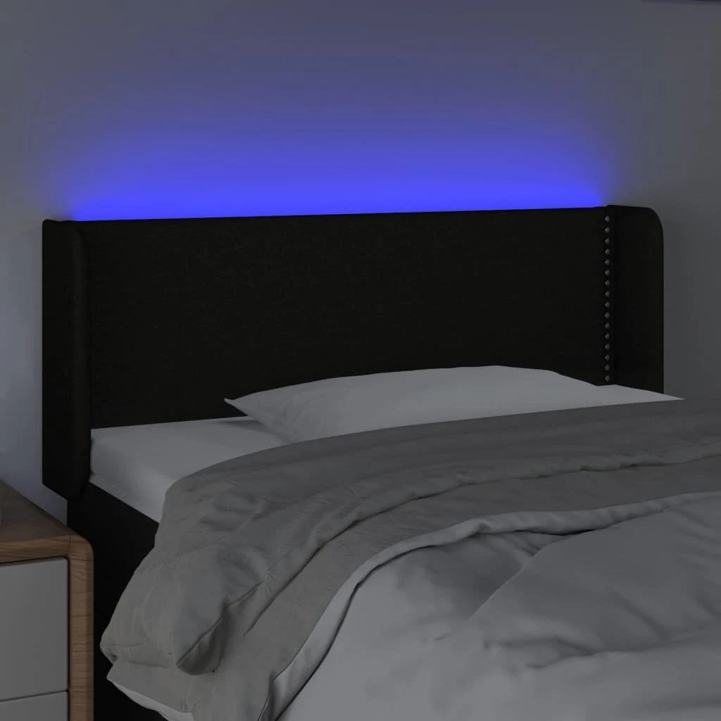 Galvūgalis su LED, juodos spalvos, 103x16x78/88cm, audinys