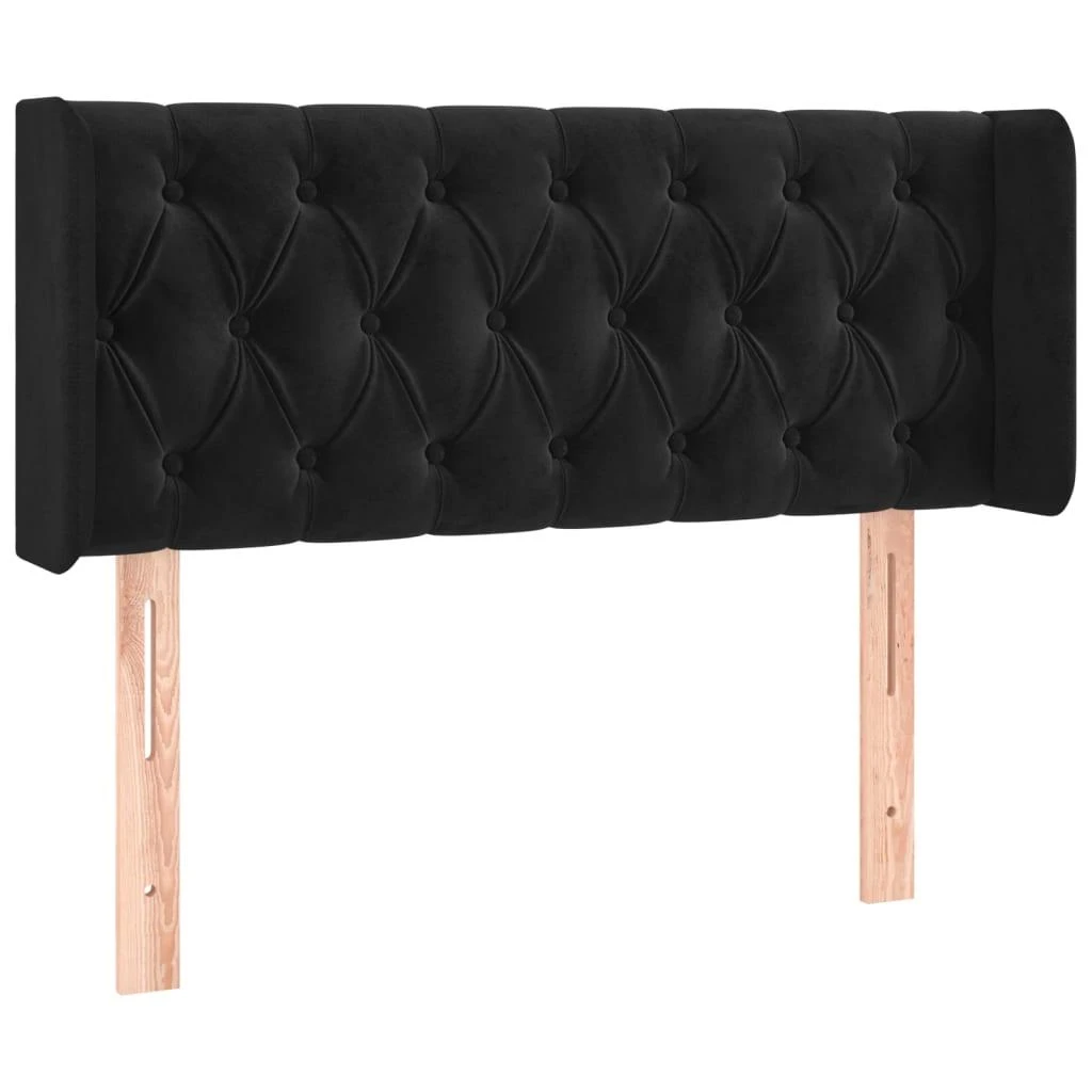 Galvūgalis su LED, juodos spalvos, 103x16x78/88cm, aksomas