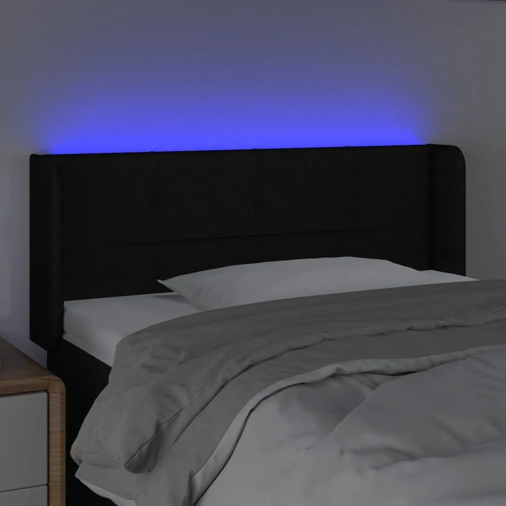 Galvūgalis su LED, juodos spalvos, 103x16x78/88cm, audinys