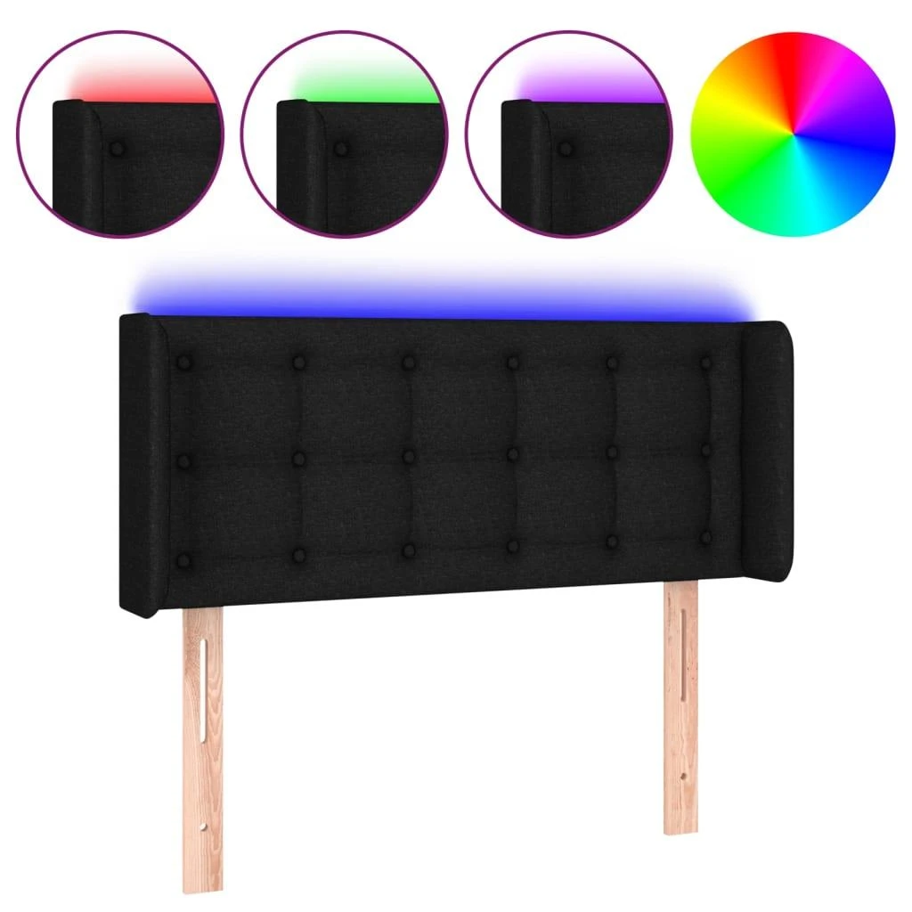 Galvūgalis su LED, juodos spalvos, 103x16x78/88cm, audinys