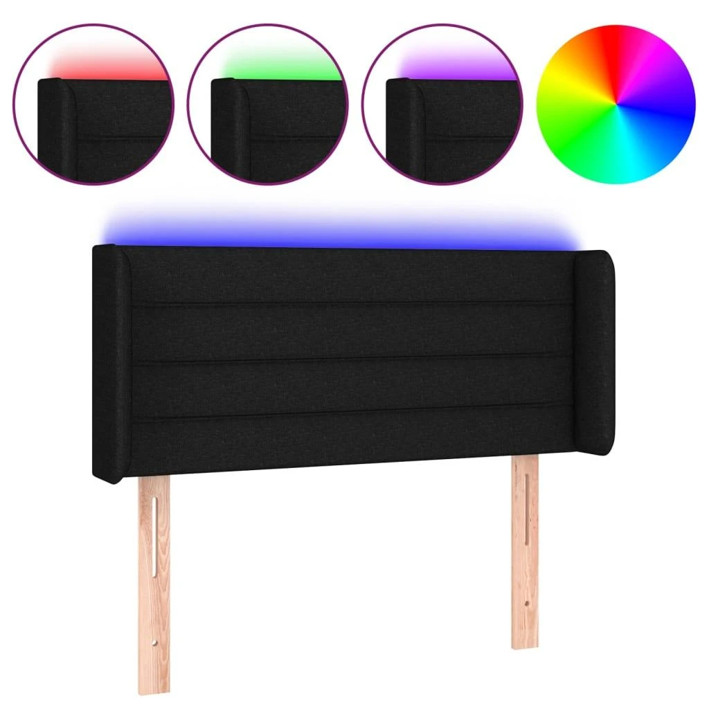 Galvūgalis su LED, juodos spalvos, 103x16x78/88cm, audinys