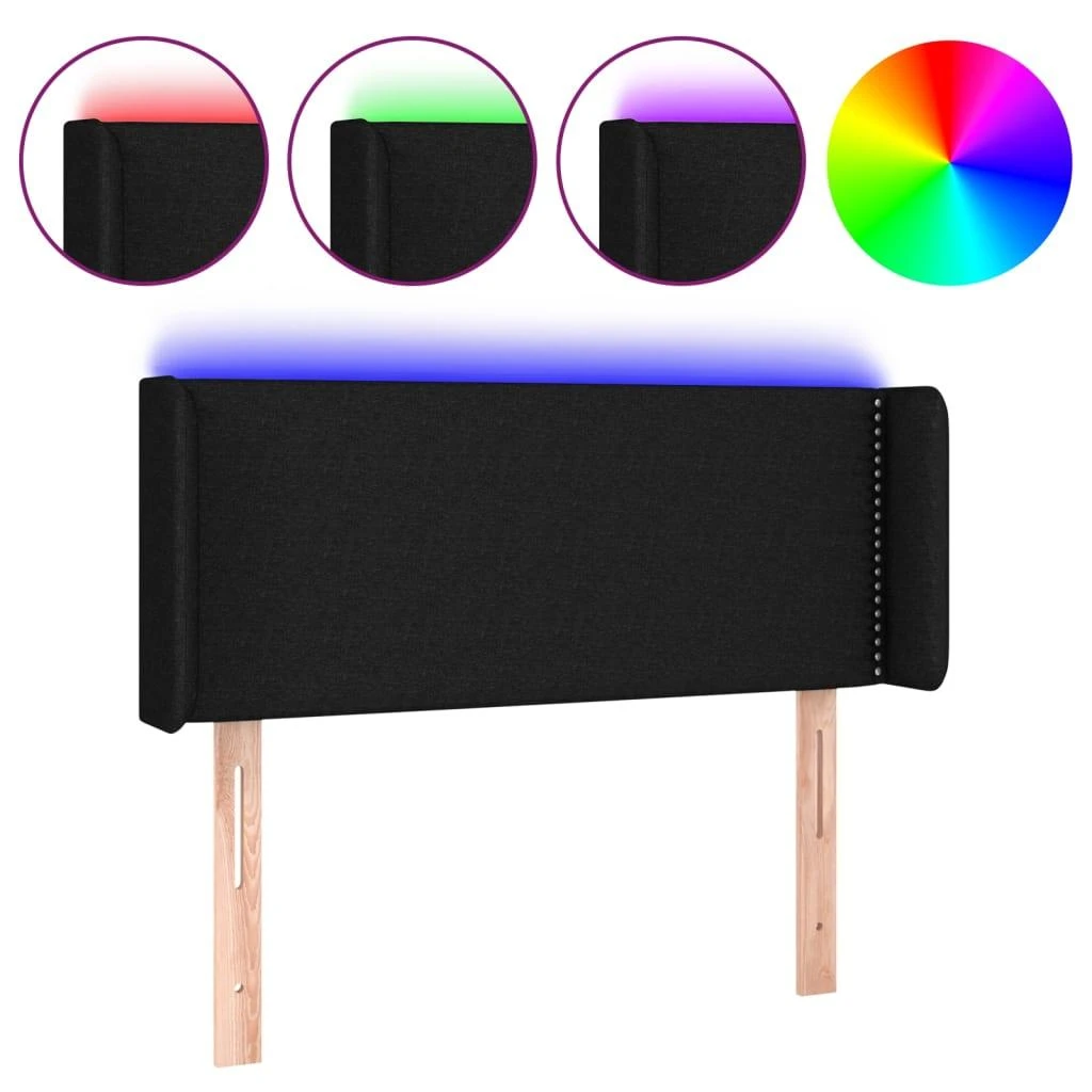 Galvūgalis su LED, juodos spalvos, 103x16x78/88cm, audinys