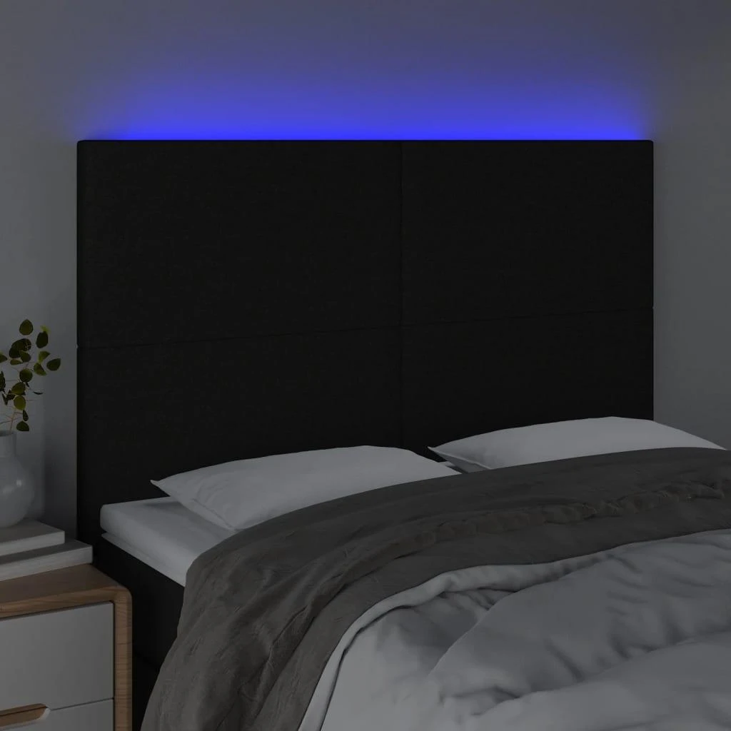 Galvūgalis su LED, juodos spalvos, 144x5x118/128cm, audinys