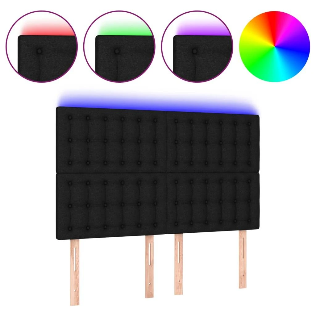 Galvūgalis su LED, juodos spalvos, 144x5x118/128cm, audinys