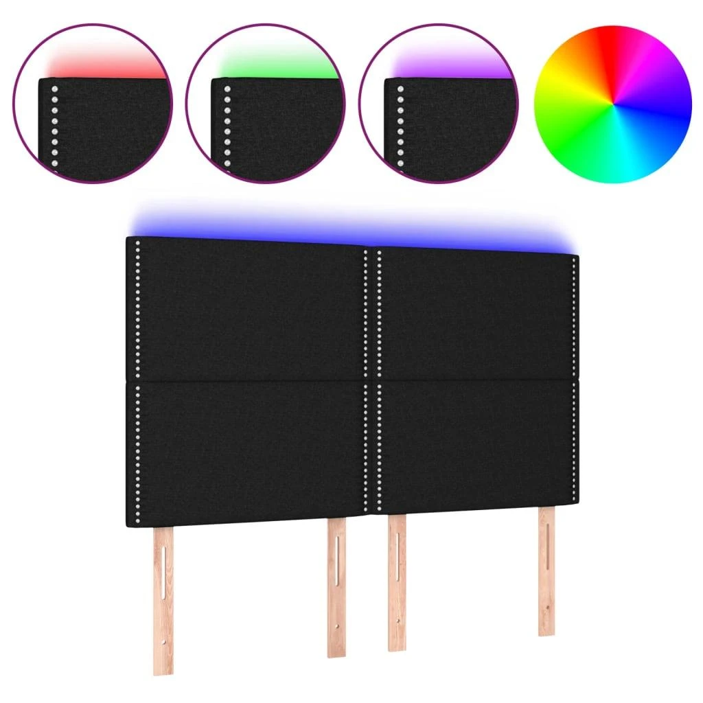 Galvūgalis su LED, juodos spalvos, 144x5x118/128cm, audinys