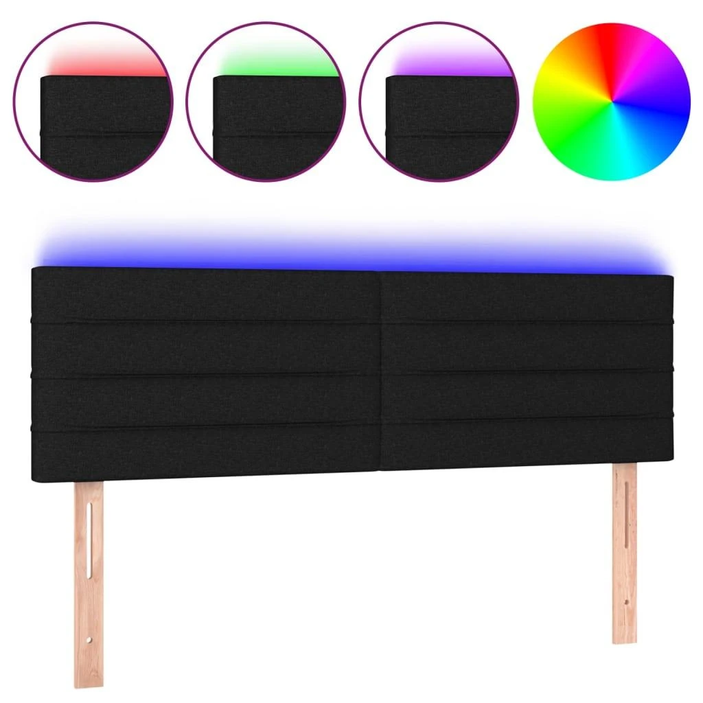 Galvūgalis su LED, juodos spalvos, 144x5x78/88cm, audinys