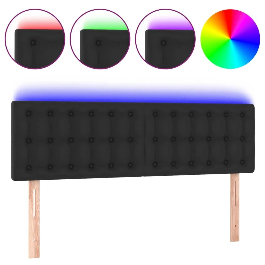 Galvūgalis su LED, juodos spalvos, 144x5x78/88cm, dirbtinė oda