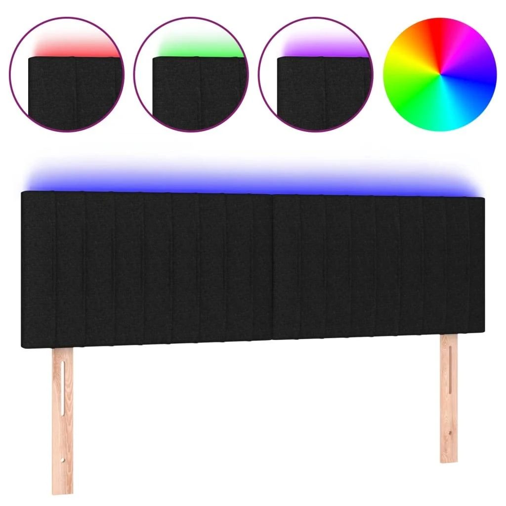 Galvūgalis su LED, juodos spalvos, 144x5x78/88cm, audinys