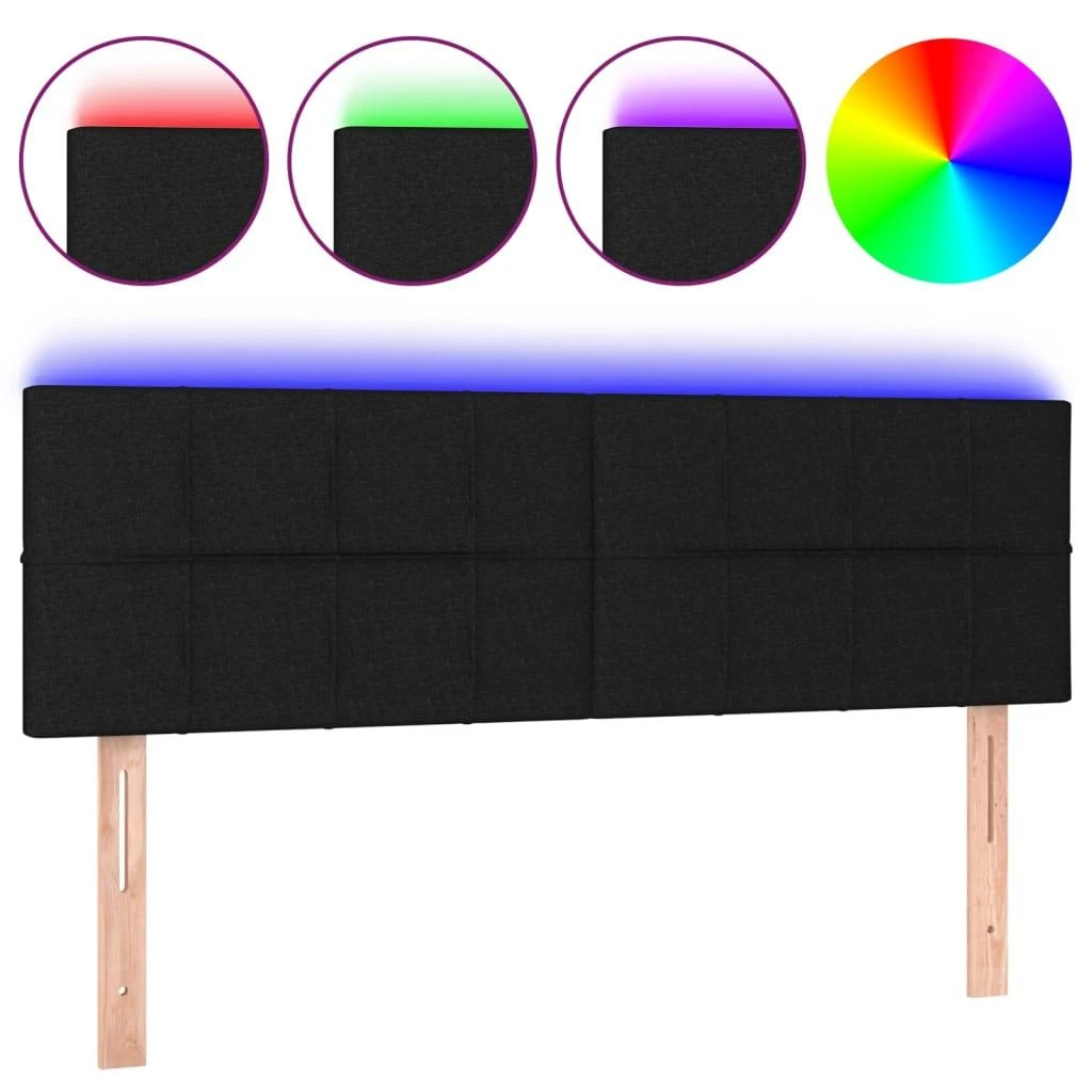 Galvūgalis su LED, juodos spalvos, 144x5x78/88cm, audinys