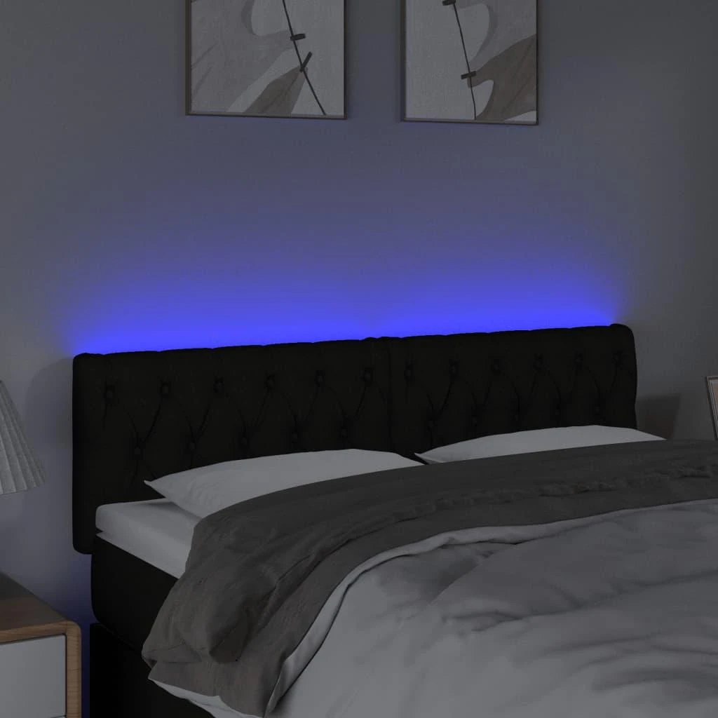 Galvūgalis su LED, juodos spalvos, 144x7x78/88cm, audinys