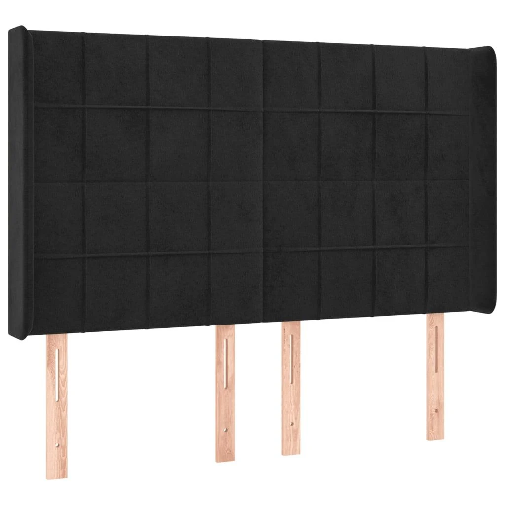 Galvūgalis su LED, juodos spalvos, 147x16x118/128cm, aksomas