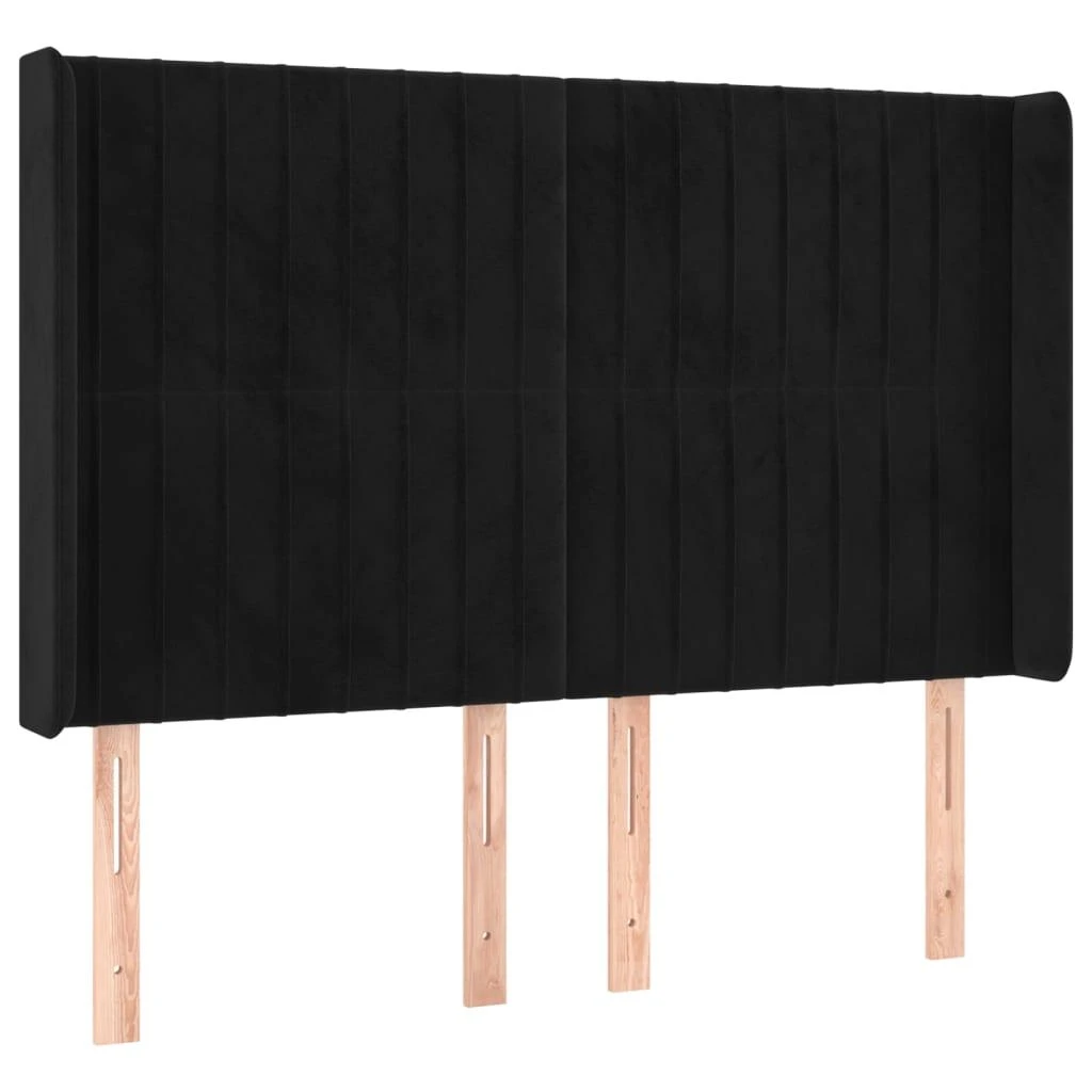 Galvūgalis su LED, juodos spalvos, 147x16x118/128cm, aksomas
