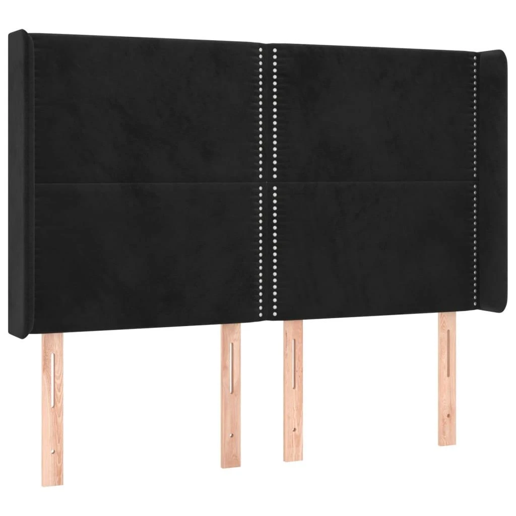 Galvūgalis su LED, juodos spalvos, 147x16x118/128cm, aksomas