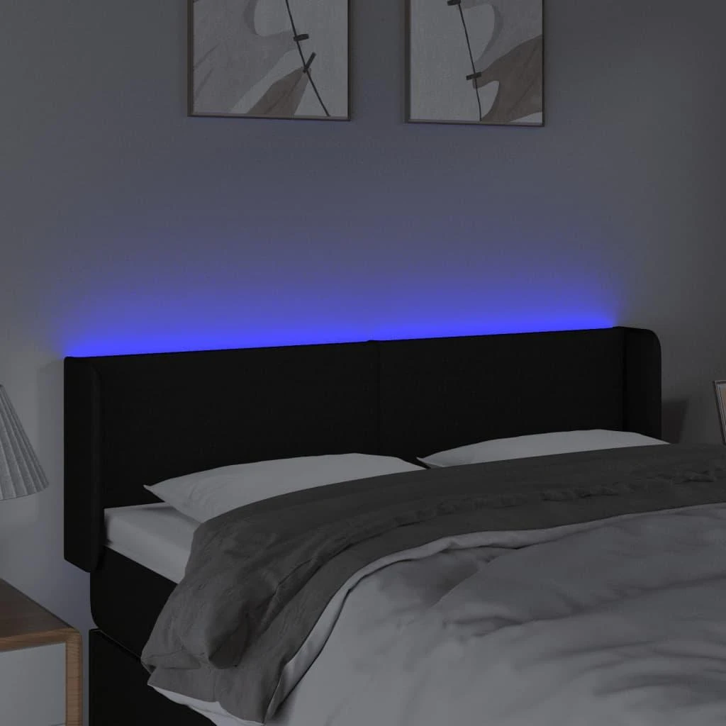 Galvūgalis su LED, juodos spalvos, 147x16x78/88cm, audinys