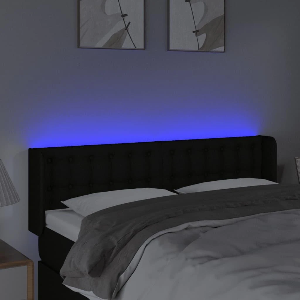 Galvūgalis su LED, juodos spalvos, 147x16x78/88cm, audinys