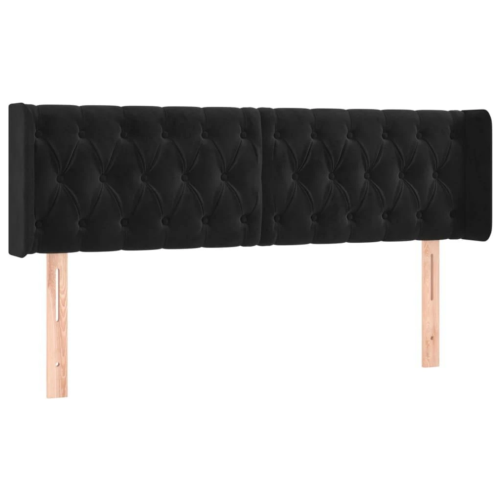 Galvūgalis su LED, juodos spalvos, 147x16x78/88cm, aksomas