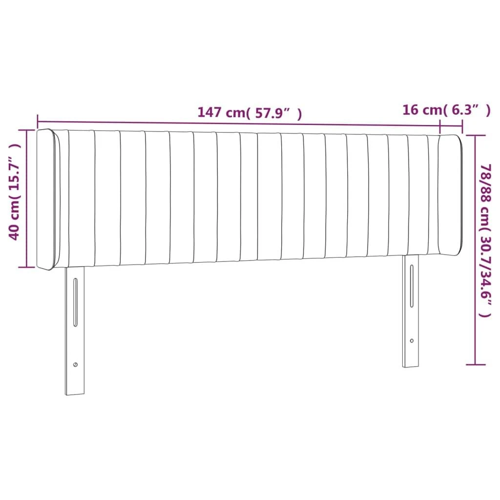 Galvūgalis su LED, juodos spalvos, 147x16x78/88cm, aksomas