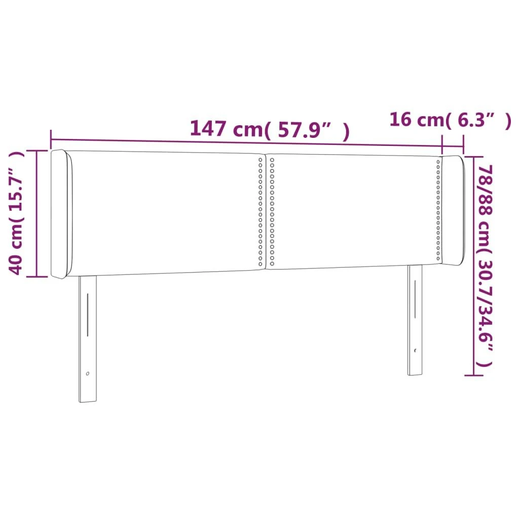 Galvūgalis su LED, juodos spalvos, 147x16x78/88cm, audinys