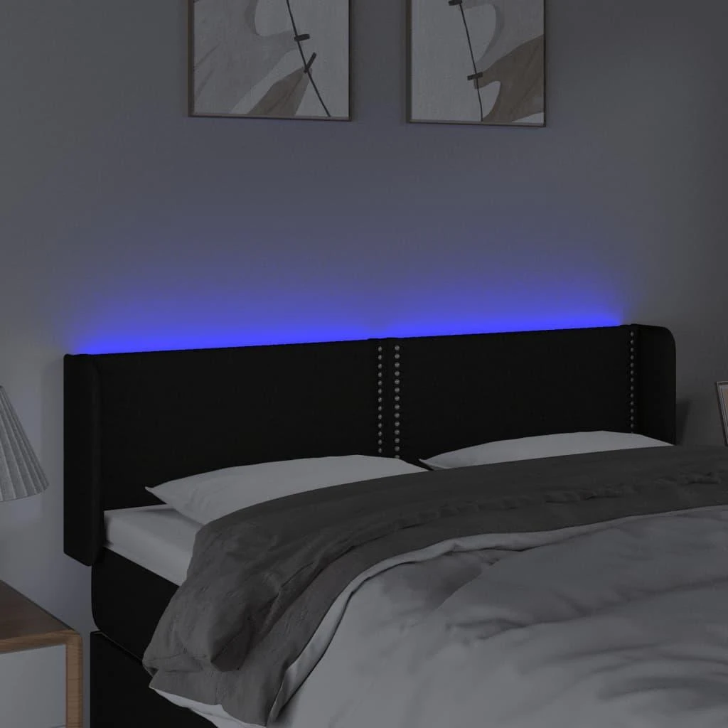 Galvūgalis su LED, juodos spalvos, 147x16x78/88cm, audinys