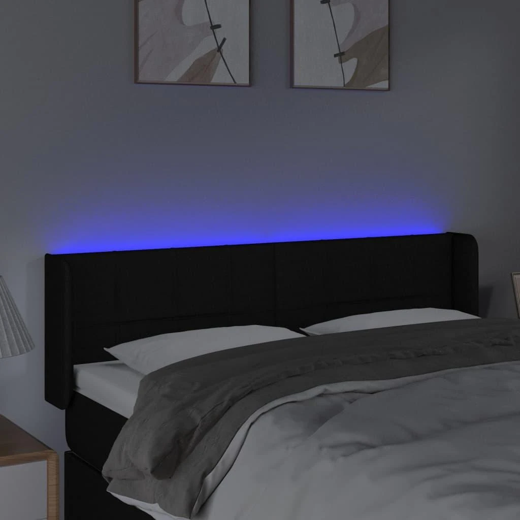 Galvūgalis su LED, juodos spalvos, 147x16x78/88cm, audinys