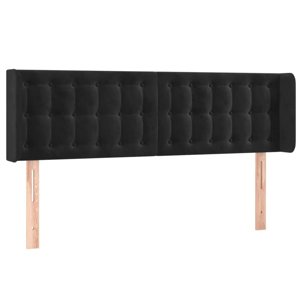 Galvūgalis su LED, juodos spalvos, 147x16x78/88cm, aksomas