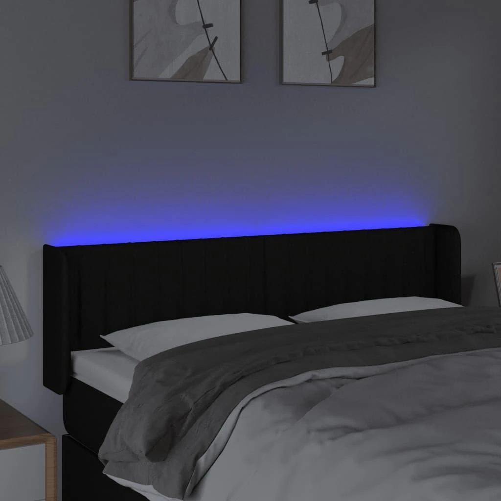 Galvūgalis su LED, juodos spalvos, 147x16x78/88cm, audinys