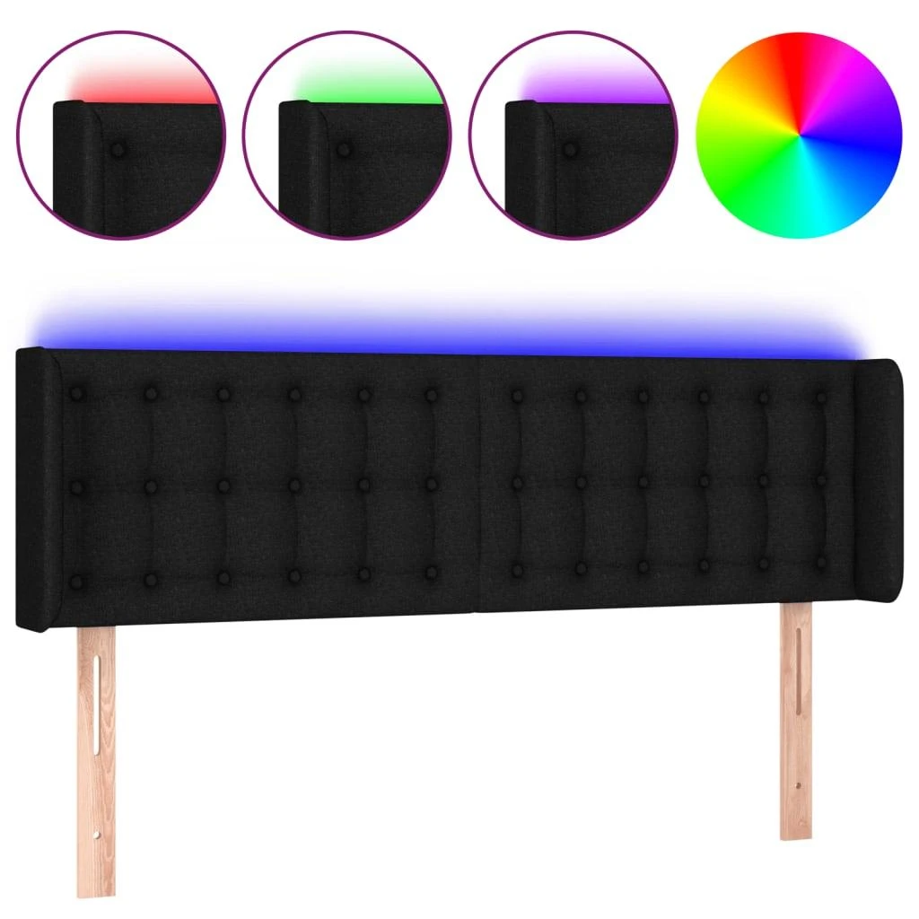 Galvūgalis su LED, juodos spalvos, 147x16x78/88cm, audinys