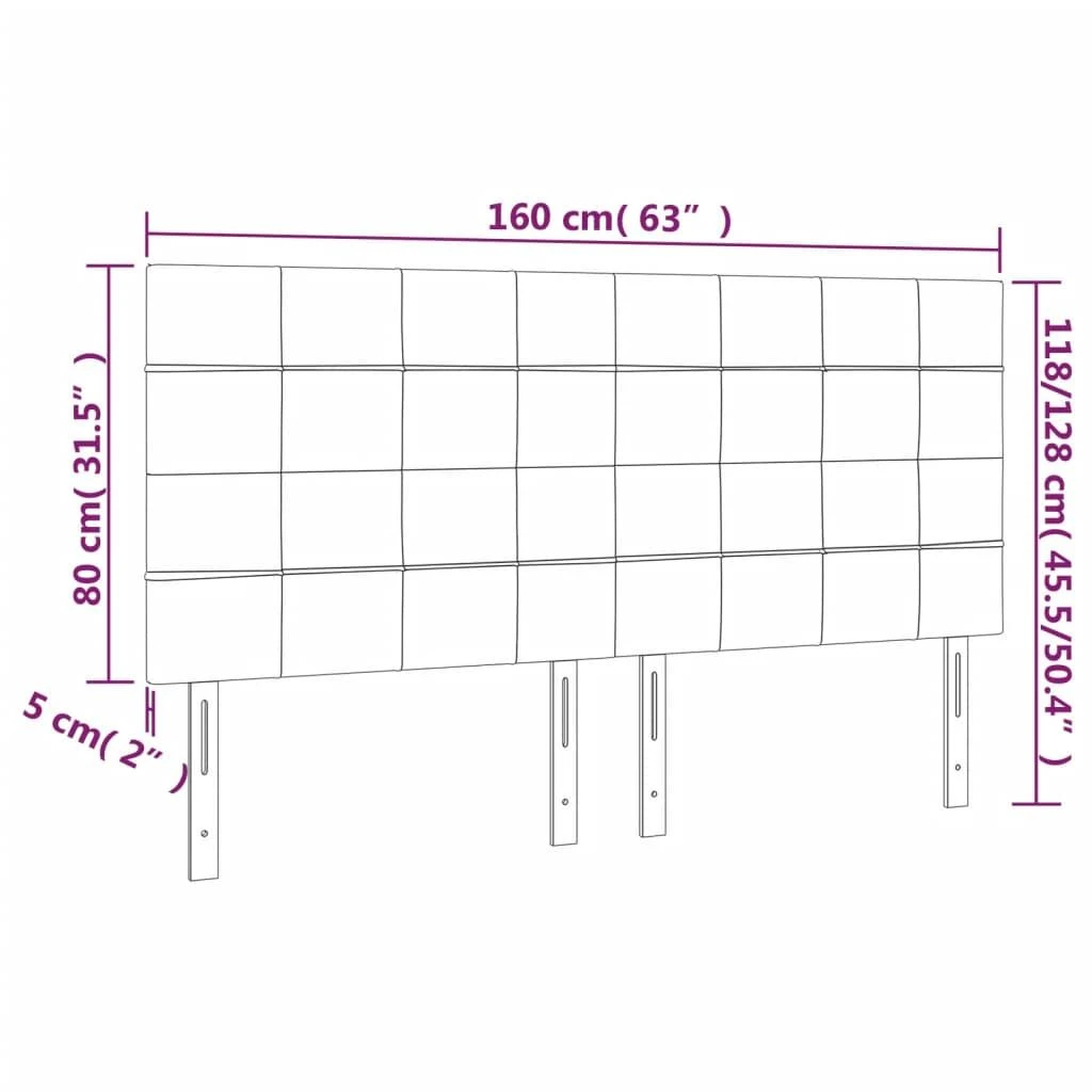 Galvūgalis su LED, juodos spalvos, 160x5x118/128cm, aksomas