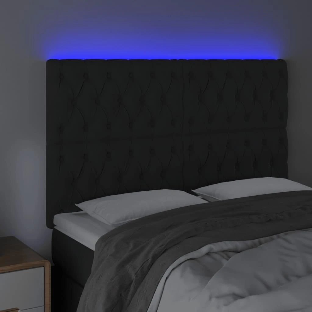 Galvūgalis su LED, juodos spalvos, 160x7x118/128cm, aksomas