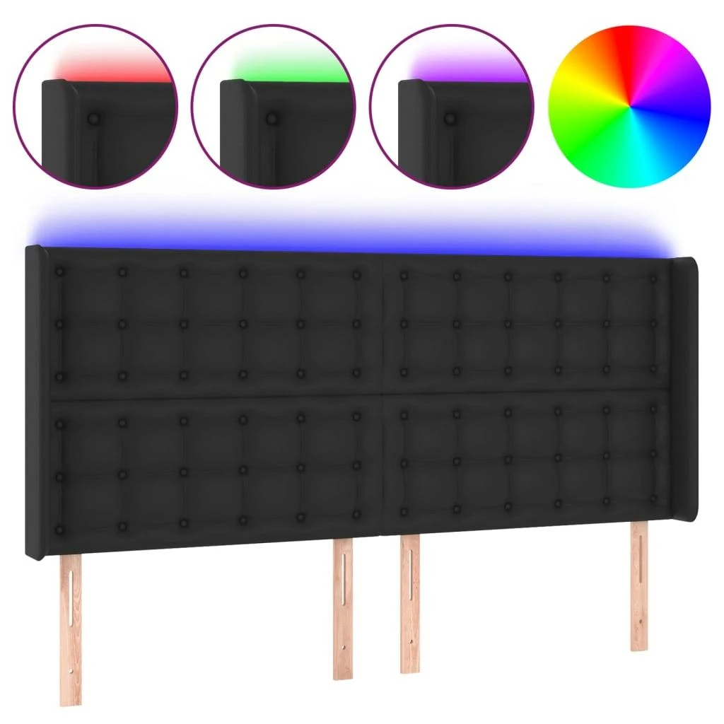 Galvūgalis su LED, juodos spalvos, 163x16x118/128 cm