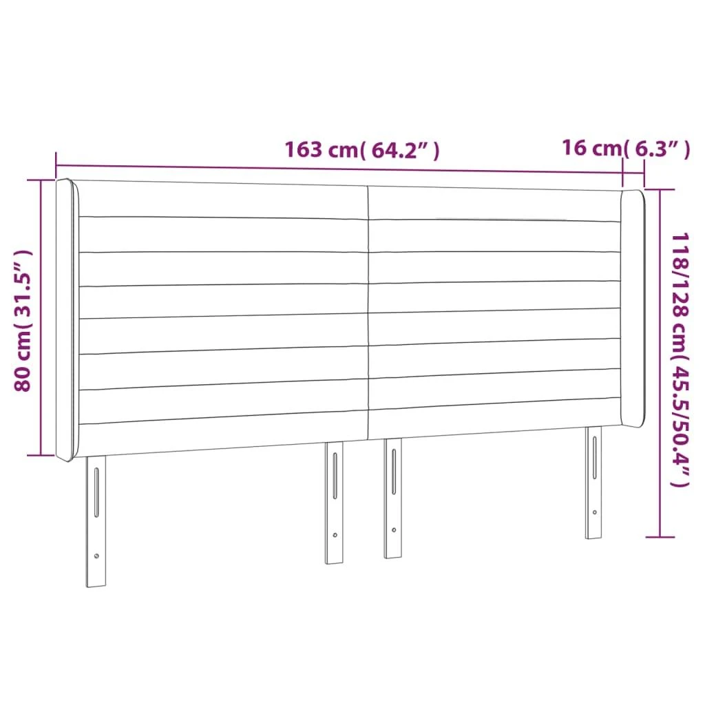 Galvūgalis su LED, juodos spalvos, 163x16x118/128cm, aksomas