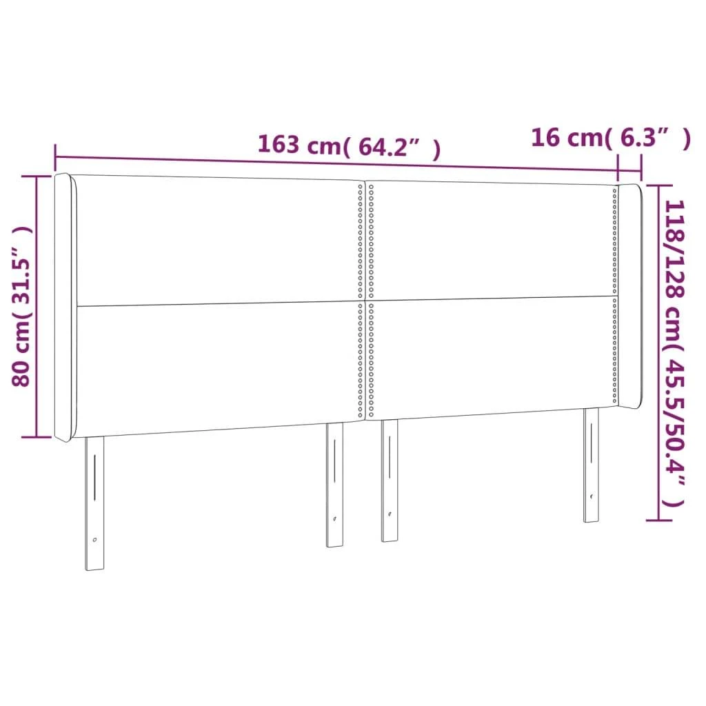 Galvūgalis su LED, juodos spalvos, 163x16x118/128cm, audinys