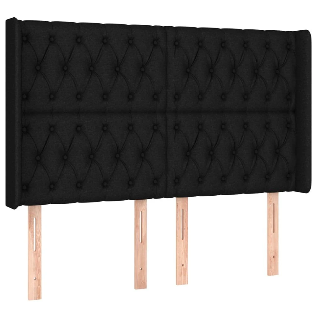 Galvūgalis su LED, juodos spalvos, 163x16x118/128cm, audinys