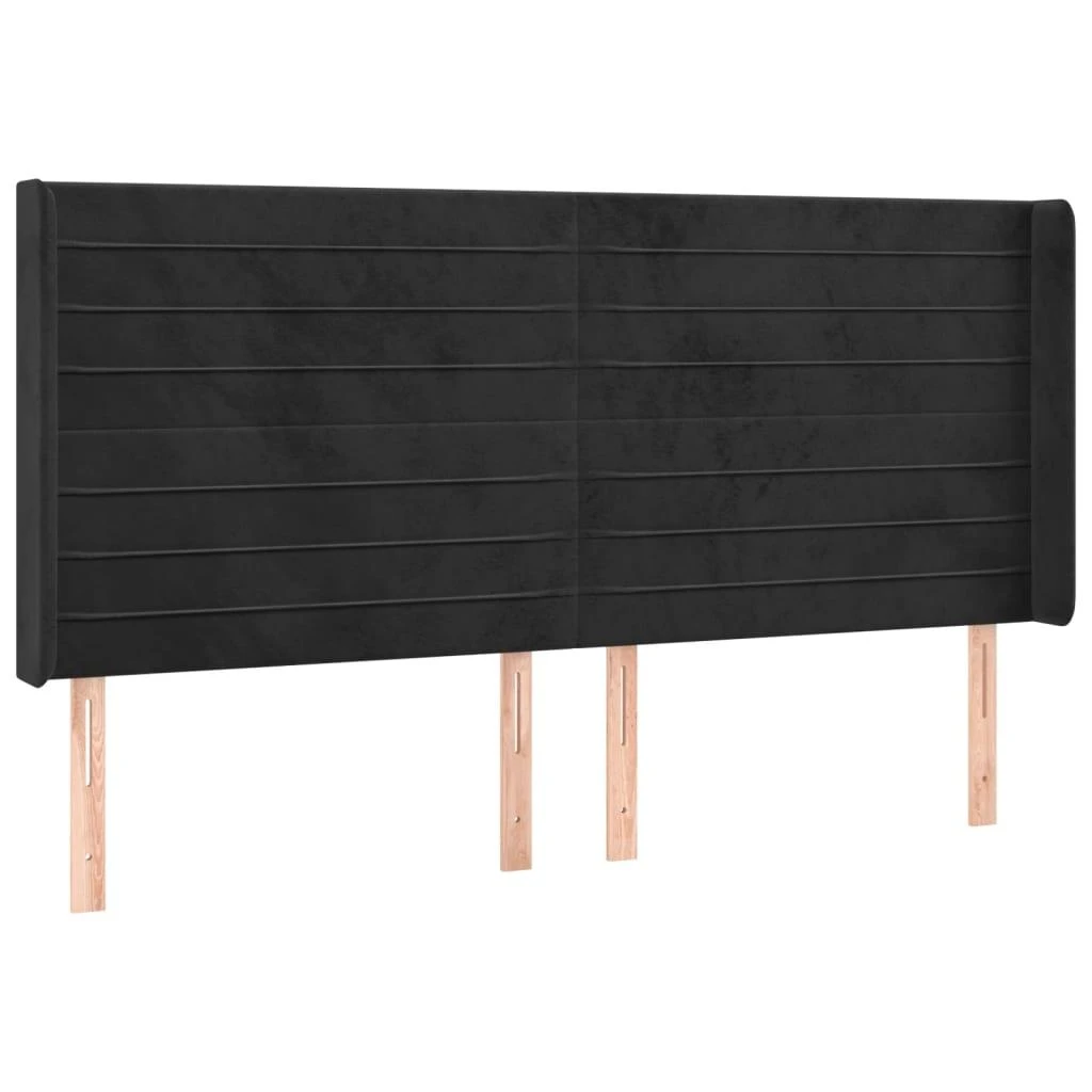 Galvūgalis su LED, juodos spalvos, 163x16x118/128cm, aksomas